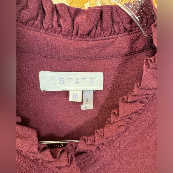1.State Burgundy Tunic Blouse Dress - Picture 8 of 9